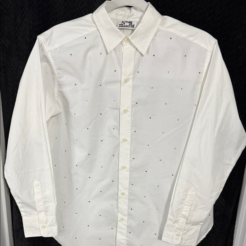 Future Collective Women's White Button Down Shirt